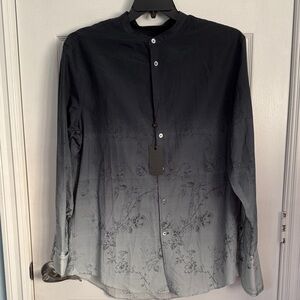 John Varvatos Black and Gray Floral Dress Shirt